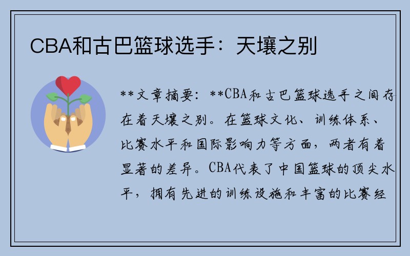 CBA和古巴篮球选手：天壤之别